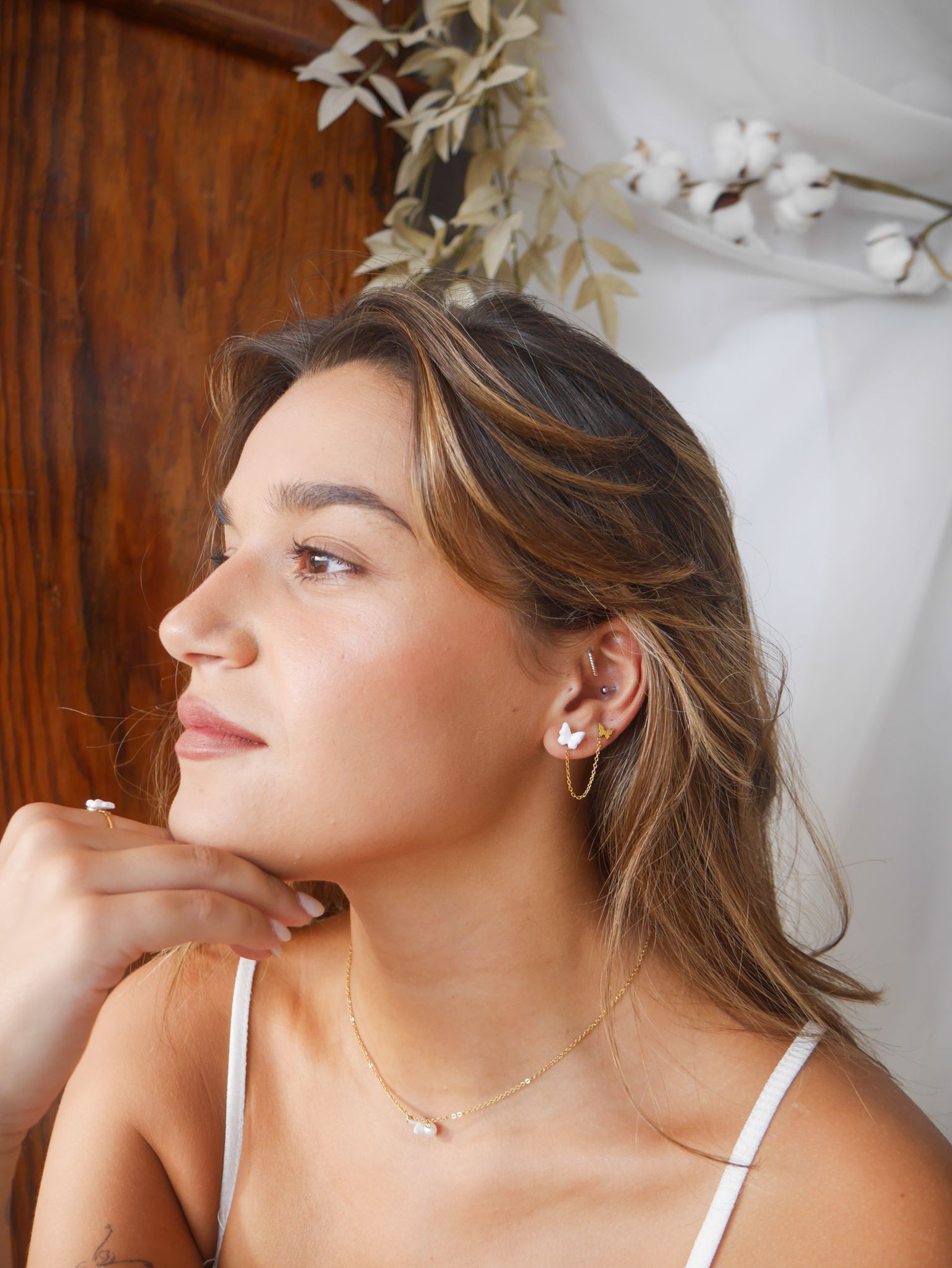 Brincos 2 Furos Borboletas - Prateado - Image 4