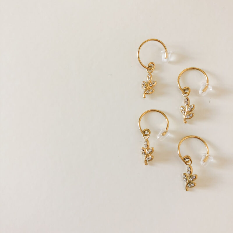 Brincos Folha com Zircónia