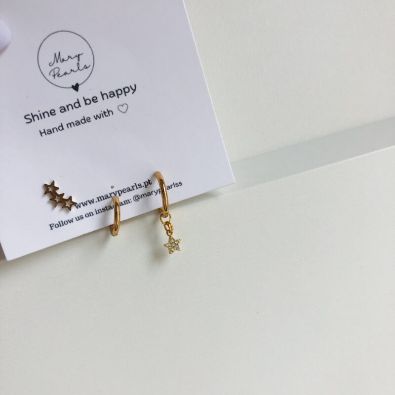 Conjunto de 3 Brincos Estrela