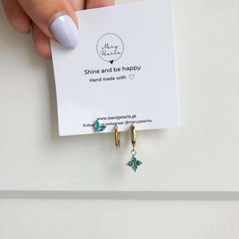 Conjunto de 3 Brincos Blue Addiction