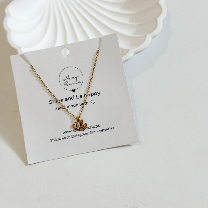 Colar Peixe Azul Esmaltado