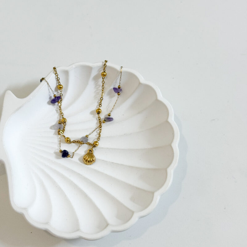 Pulseira de Perna Búzio Dourado e Pérola