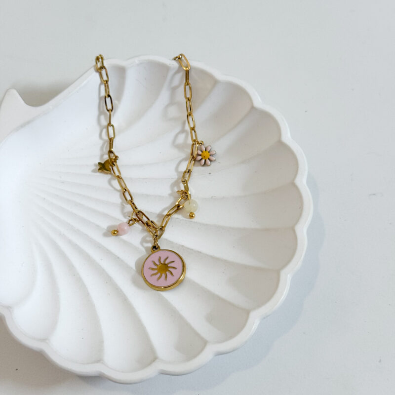 Pulseira de Perna Margarida e Medalha Sol Rosa