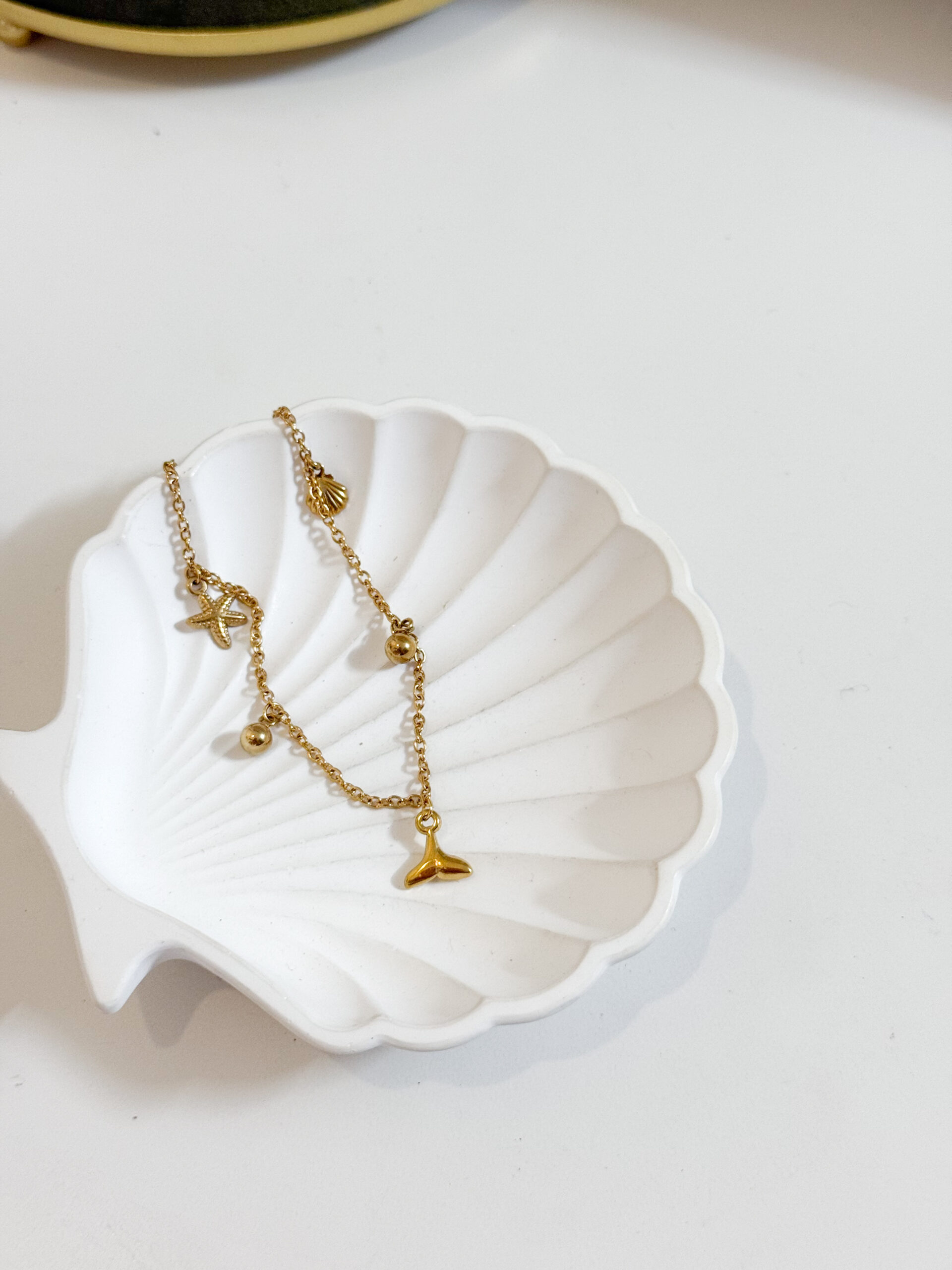 Pulseira de Perna Estrela‑do‑Mar, Concha e Cauda de Baleia