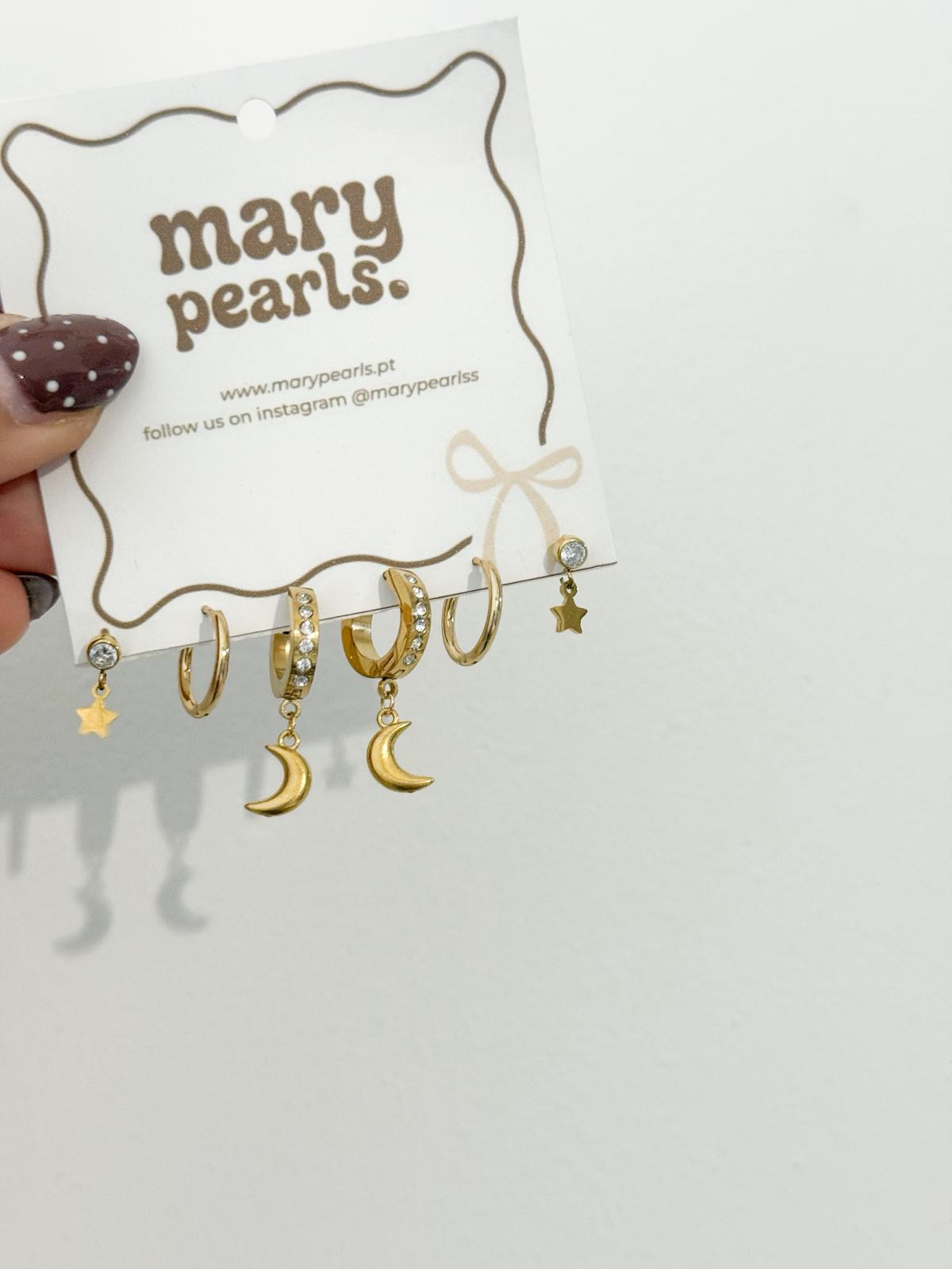 Conjunto 6 Brincos Lua