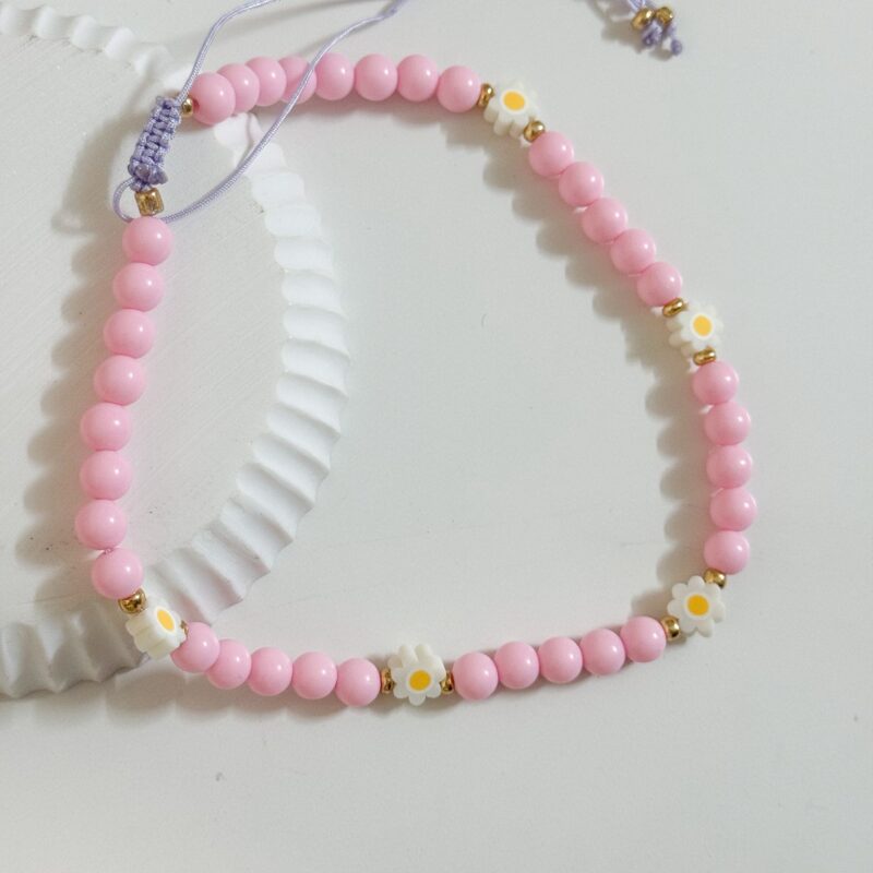 Colar Rosa Florzinhas