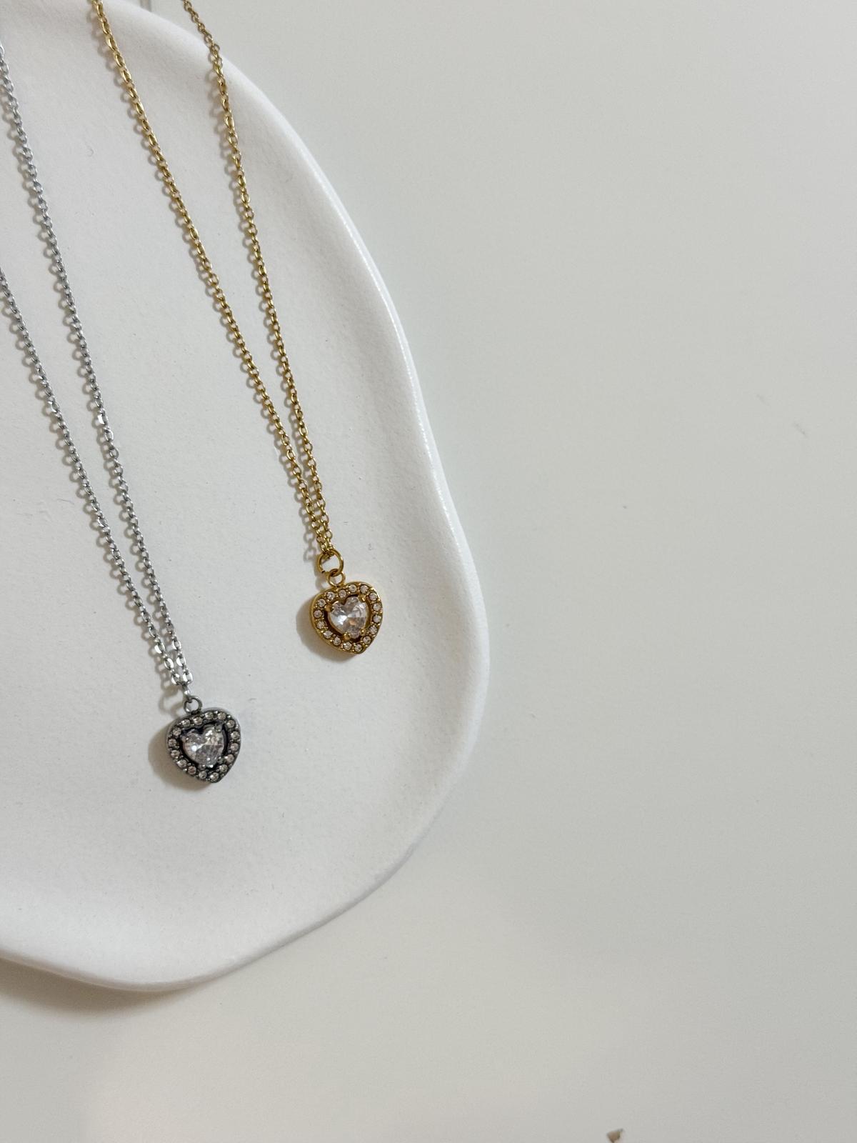 Colar Coração Zircónias