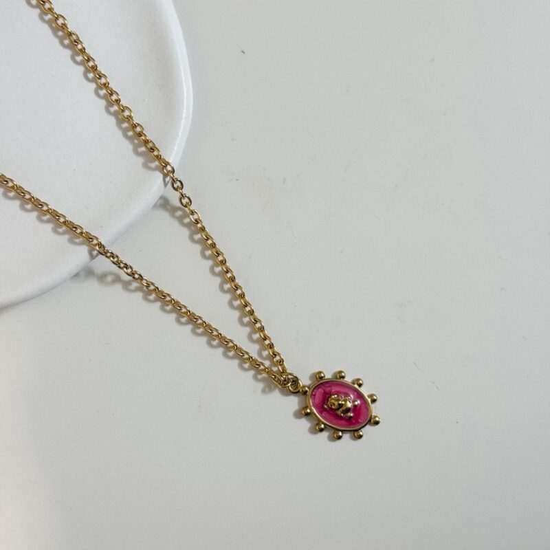 Colar Medalha Ursinho Rosa