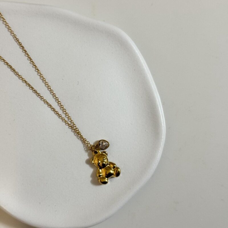 Colar Ursinho e Coração Brilhante