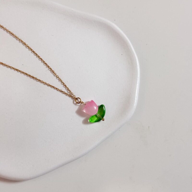 Colar Tulipa Rosa