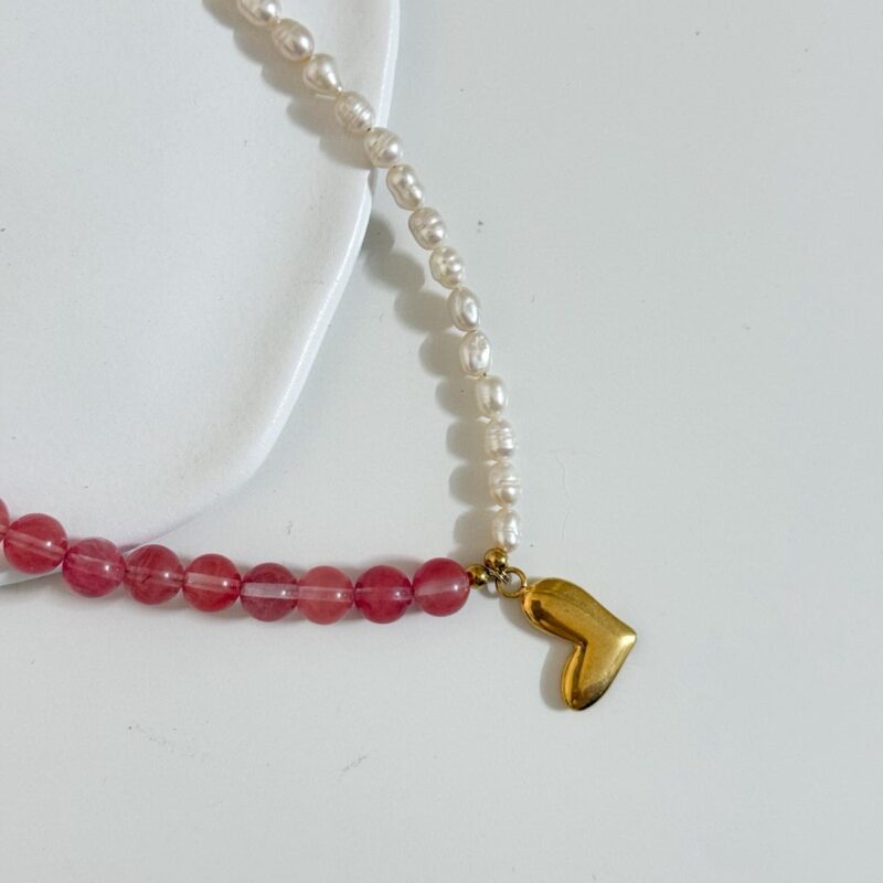 Colar Rosa e Branco