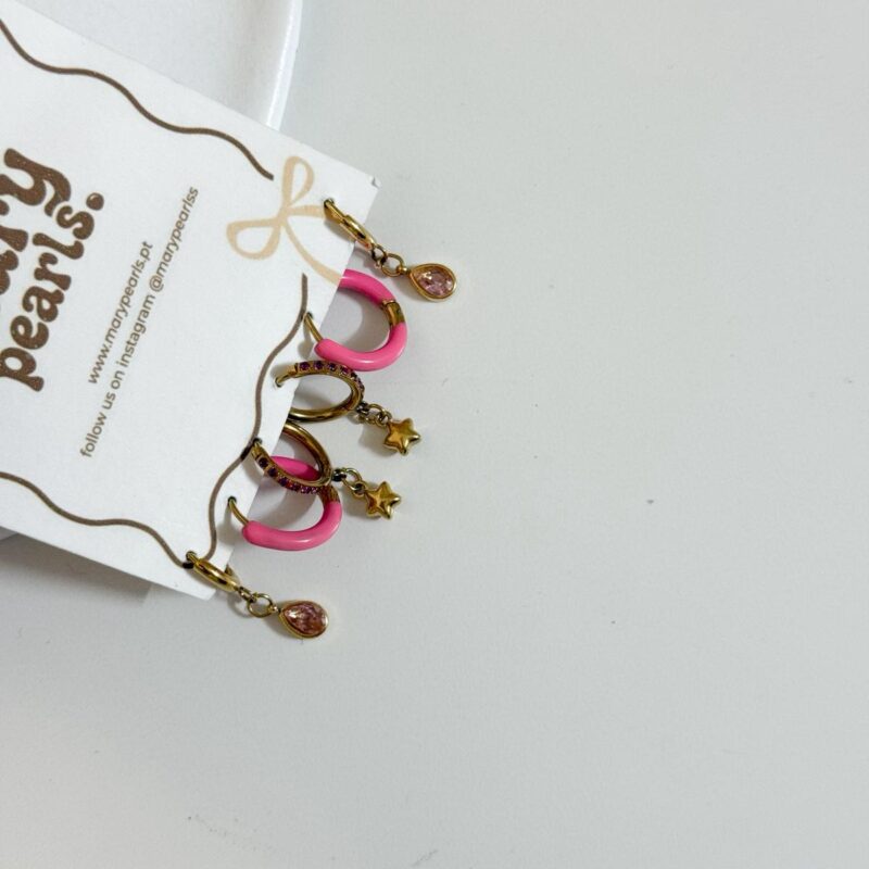 Conjunto 6 Brincos Rosa