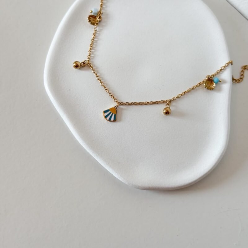 Pulseira de Pé Concha Azul