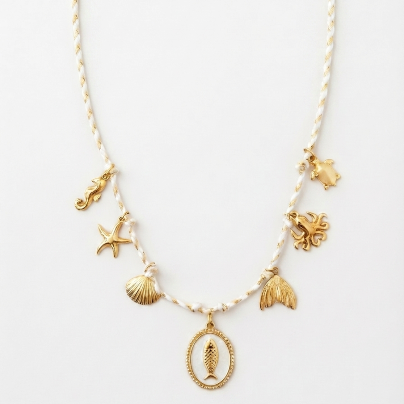 Colar Charms Cordão
