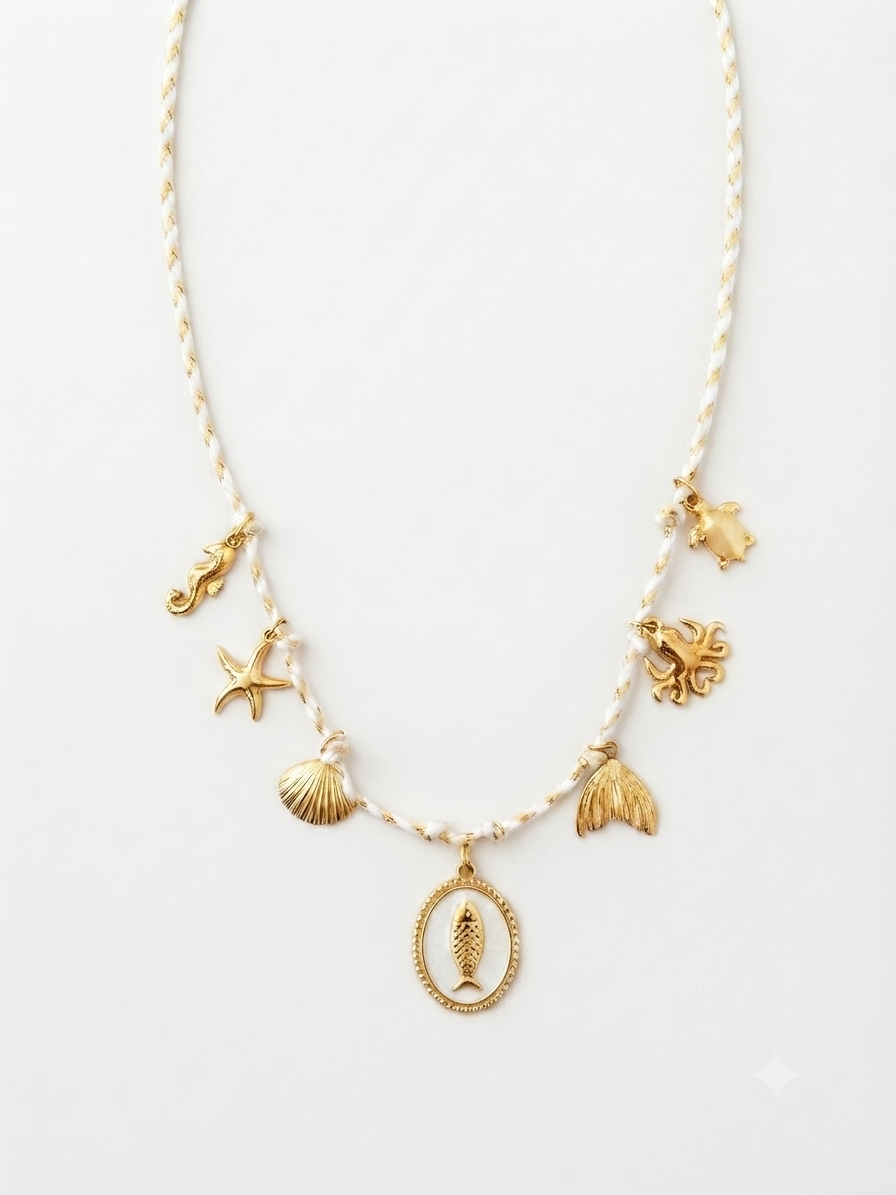 Colar Charms Cordão